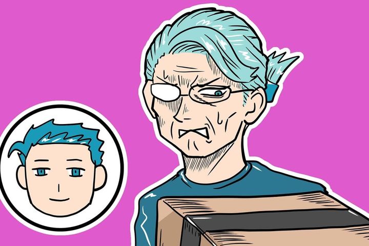 漫画「母に届いた荷物」のカット（鉄拳パパさん提供）