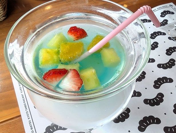 丹後のくだものや、天滝ゆずのくずもちが入ったフルーツポンチ
