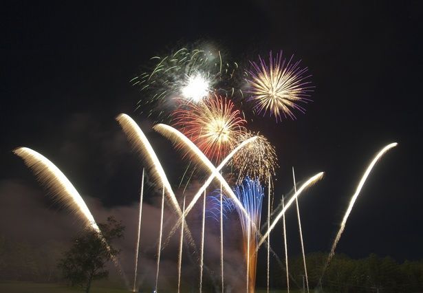 昼間の興奮が冷めやらぬまま、夜は花火が夏の夜空を染め上げる