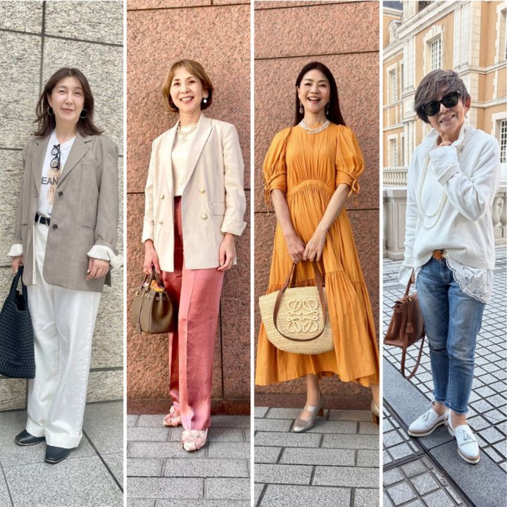 50・60・70代スナップ】大人こそ色物を！白、オレンジ、ピンクを