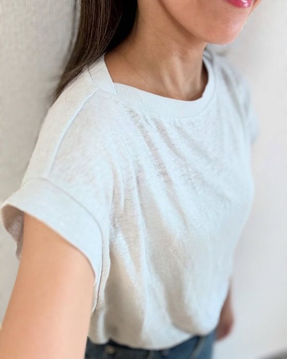 UNIQLO and COMPTOIR DES COTONNIERS「リネンフレンチスリーブリラックスフィットT」