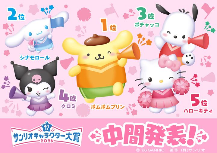 サンリオ「2026年サンリオキャラクター大賞」中間順位発表