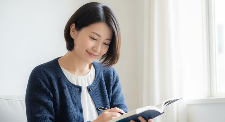 ノートに書く女性