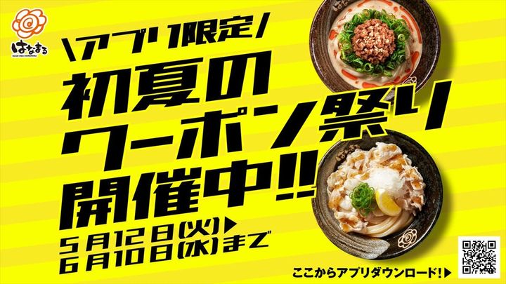 「はなまるうどん」初夏のクーポン祭りのビジュアル