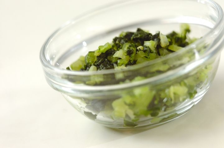 野沢菜の雑穀おにぎりの下準備1