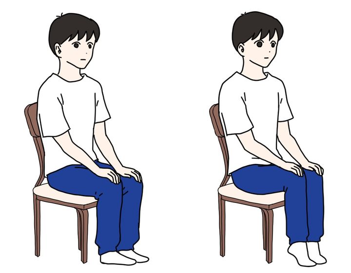 座ったままつま先立ち