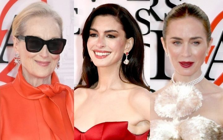 『プラダを着た悪魔２』に出演する（左から）メリル・ストリープ、アン・ハサウェイ、エミリー・ブラント （C）AFLO width=