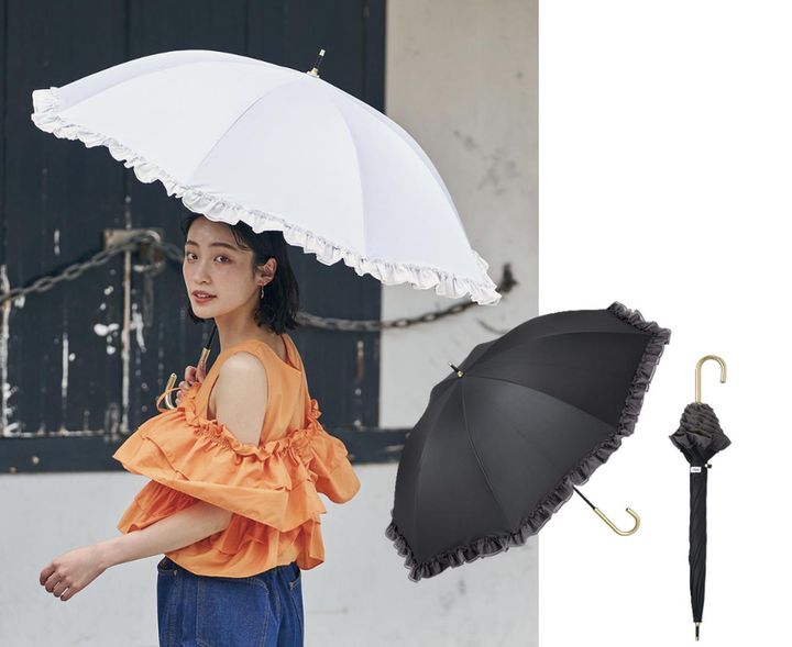 画像: 遮光オーガンジーフリル（グレー、ブラック）各¥3,520 ◾️遮光率100% ◾️UVカット率100% ◾️UPF50+ ◾️晴雨兼用 ◾️遮熱効果 出典：ダブリュピーシー