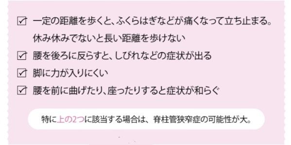 こんな人は要注意！脊柱管狭窄症チェック