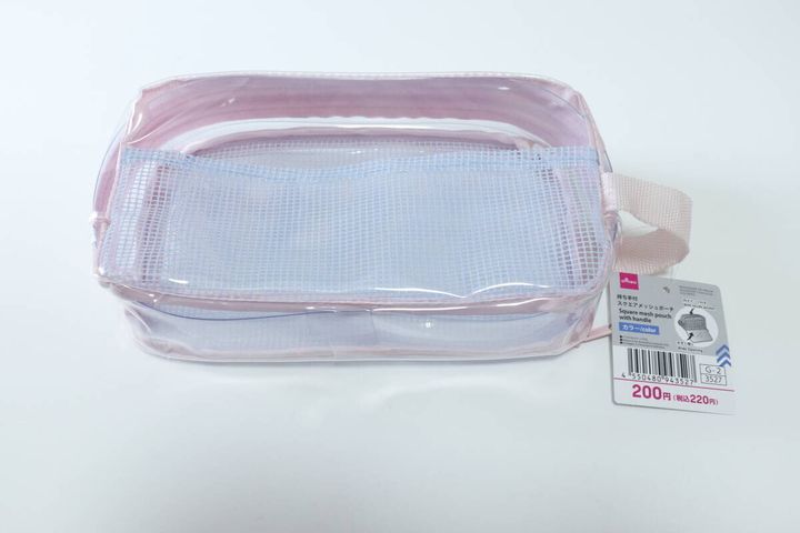 持ち手付スクエアメッシュポーチ（カラー） パッケージ