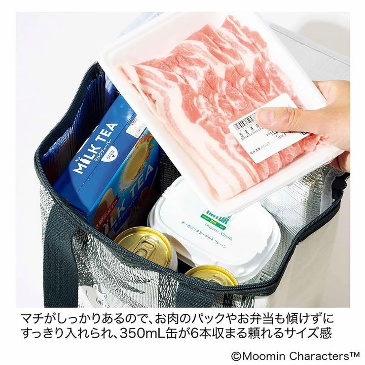 スクエア型でたっぷり入る！ お出かけ保冷バッグ（ムーミン）（画像出典：Amazon）