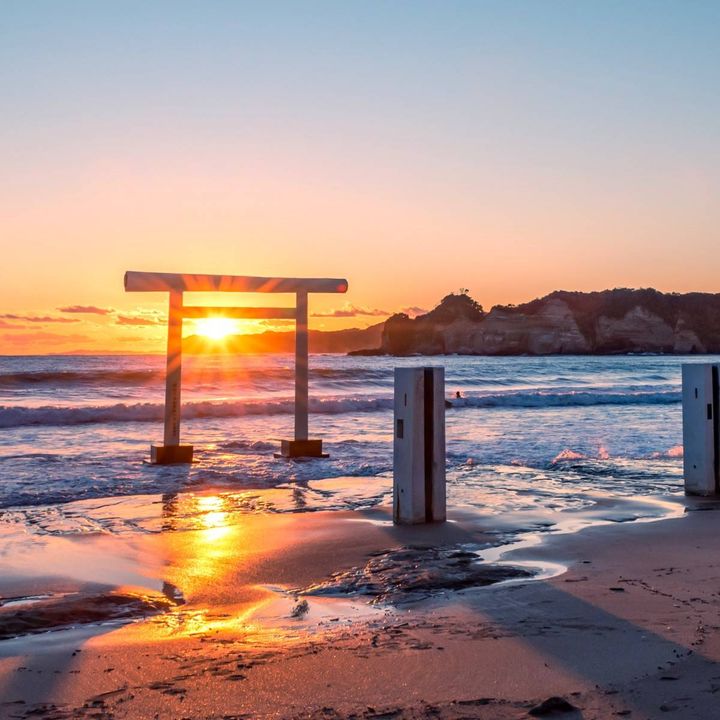 鳥居と海
