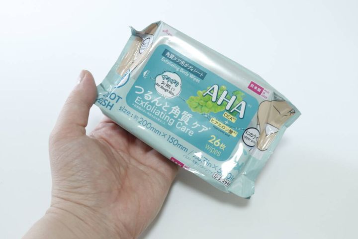 ダイソーの＆. 角質ケア用ボディシート（ザラザラ用、26枚）のビジュアル