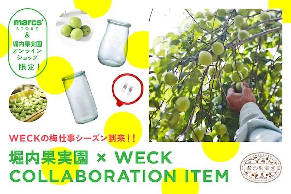 ドイツ製ガラス保存容器『WECK』と奈良の『堀内果実園』の梅をセットで販売