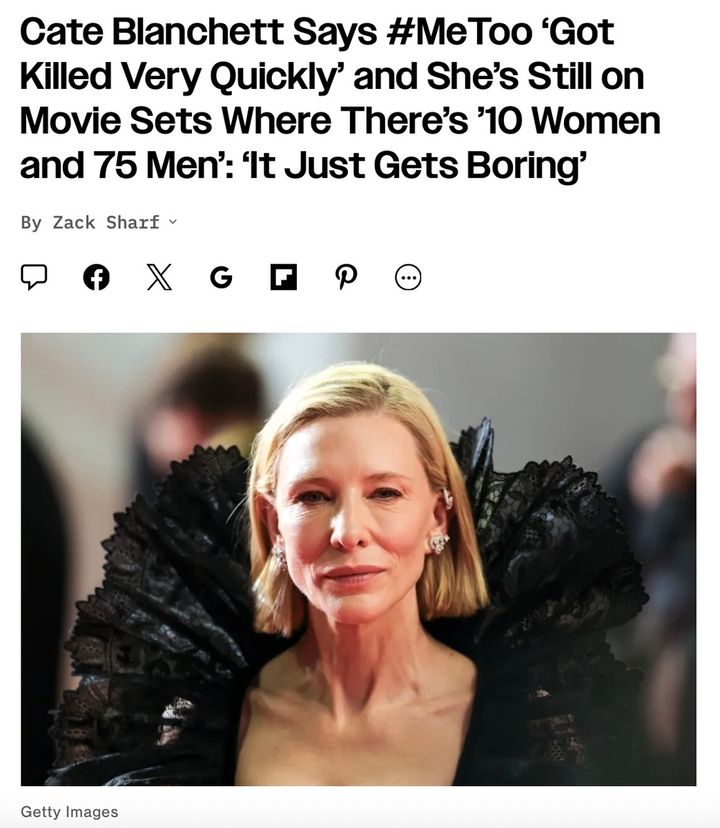 ケイト・ブランシェット、映画業界の男女格差を告白「女性10人に対して男性75人」