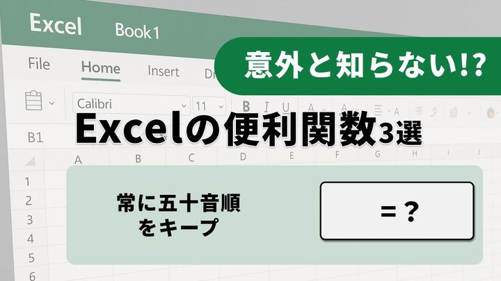 Excel名簿を自動で五十音順に並べ替えるSORT関数のイメージ
