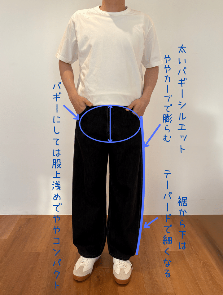 バギーカーブジーンズの着用解説画像
