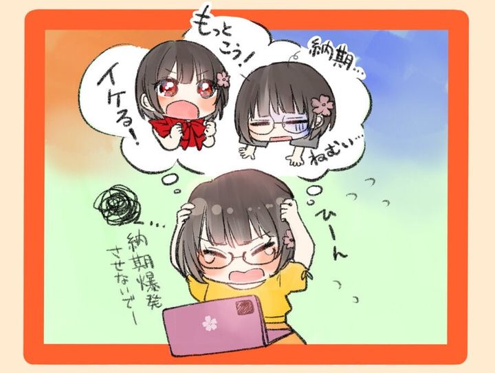 漫画「イラストレーターあるある」のカット（前田奈子さん提供）