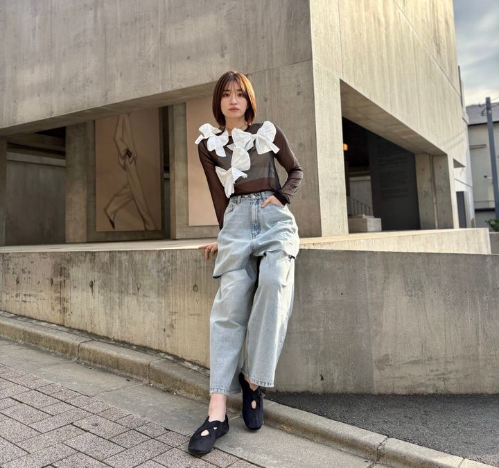 【SNAP】シルエットのアレンジ可能なリボントップス♡ 原田麻莉子 さん