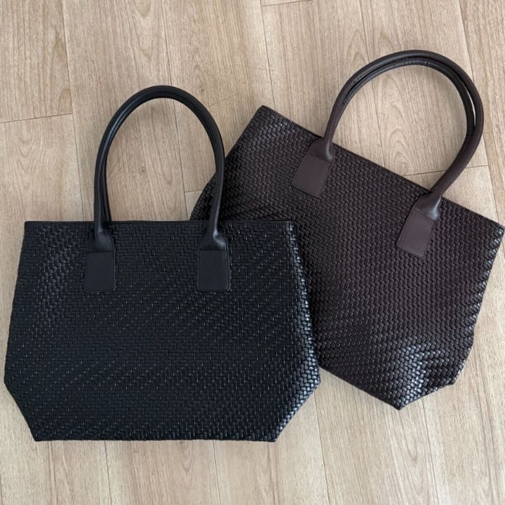 しまむらレディース黒メッシュ風合皮トート