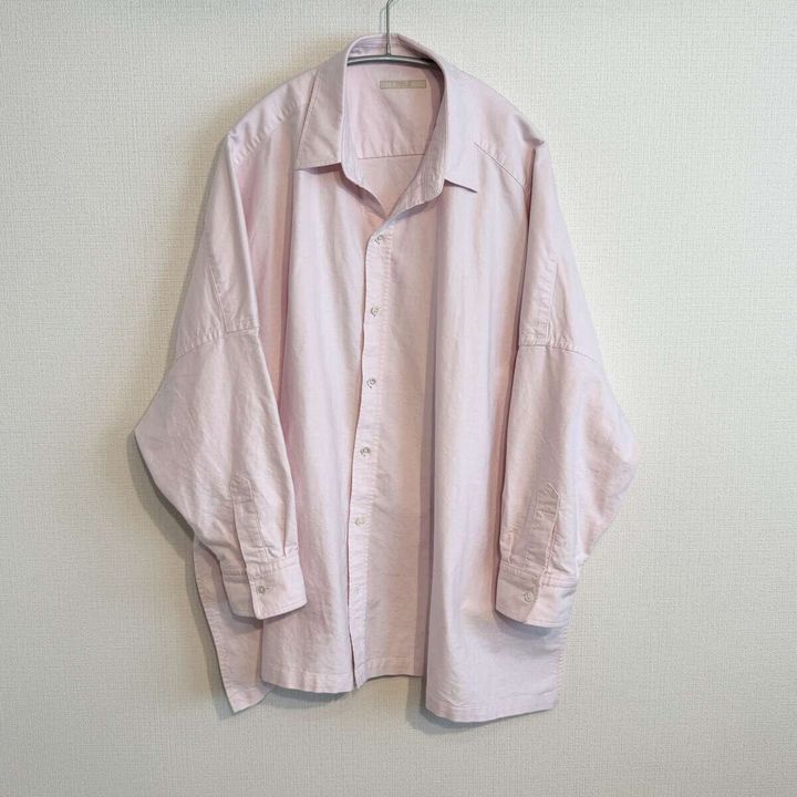 Plage OX Poncho シャツ ピンク ハンガーにかけた置き撮り