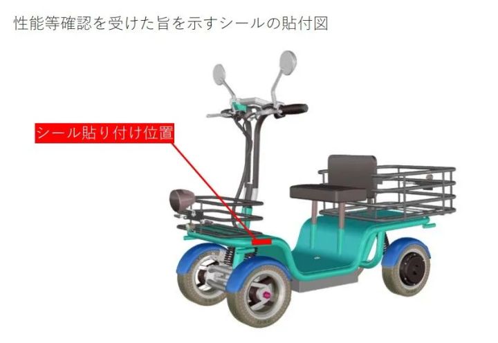 性能等確認を受けた旨を示すシールの貼付図(エレカーゴ)