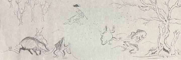 絵巻の一部(トロロアオイの栽培シーン)