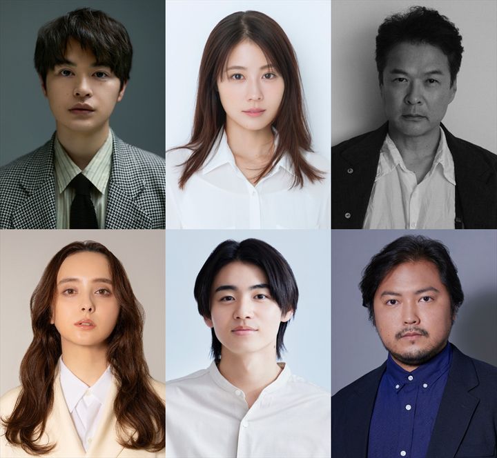 舞台『キュー』に出演する（上段左から）瀬戸康史、有村架純、田中哲司、（下段左から）石田ニコル、井内悠陽、加治将樹 width=