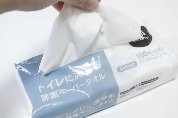 セリアのトイレに流せる除菌ペーパータオルのビジュアル