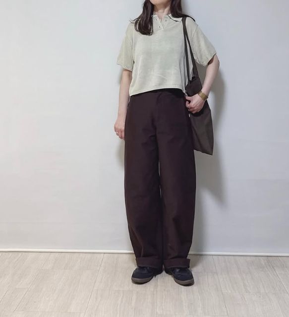 ハンソデポロニットを着たコーデ