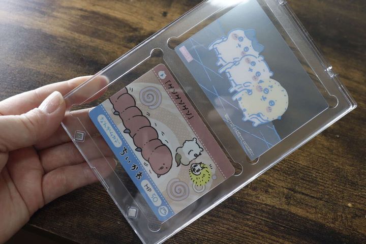 ダイソーのマグネットカードローダーにカードを収納した状態