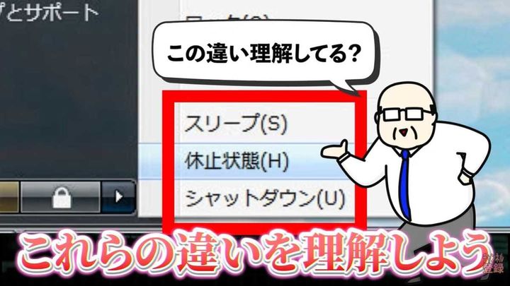 シャットダウン、スリープ、休止状態の違いを正しく理解しよう