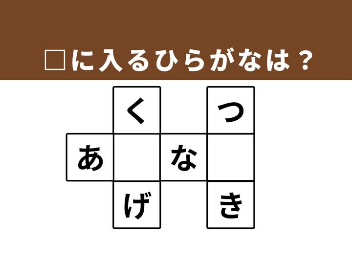マスの空欄を埋めて3つの言葉を完成させる、ひらがなクロスワードクイズです。語彙力を試しながら、凝り固まった脳をじんわりとほぐしていきましょう。1分間の脳トレで頭をすっきりリフレッシュさせてみませんか？