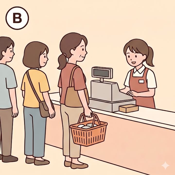 ベテランの店員さんがいるレジ