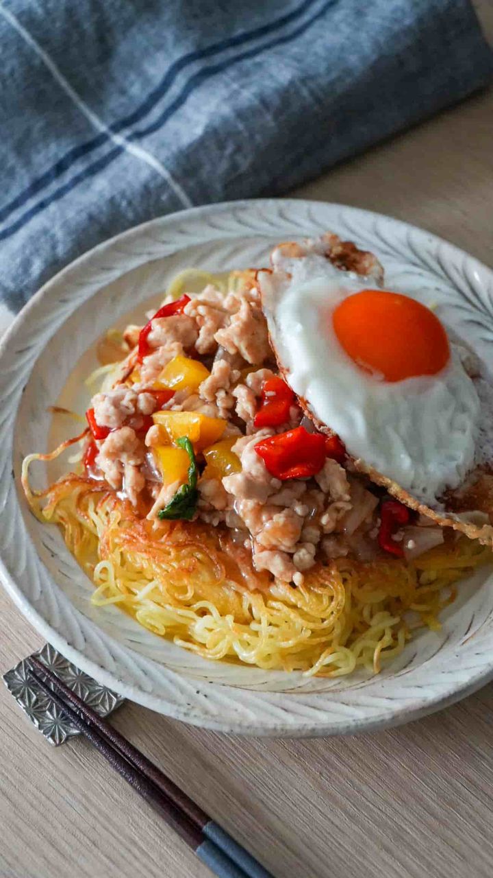 夏にぴったりガパオあんかけ焼きそば