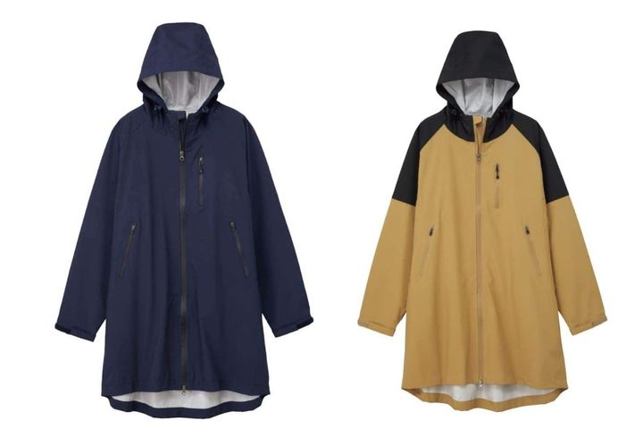 レディース高撥水フーデッドロングレイン