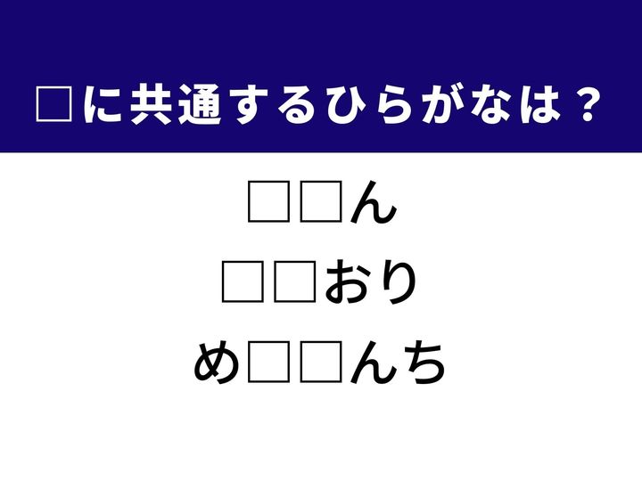 3つの言葉の空欄を埋めて正しい日本語を完成させるクイズです。人間関係、工作の技法、そして自身の心の動きを客観的に見つめる高等な意識をヒントに、共通するひらがな2文字を導き出して語彙力を試してみましょう。