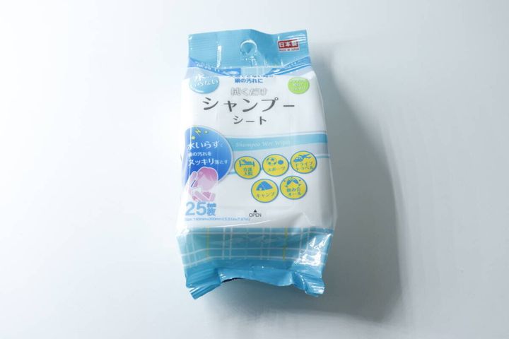 ダイソーのシャンプーシート 25枚のパッケージ
