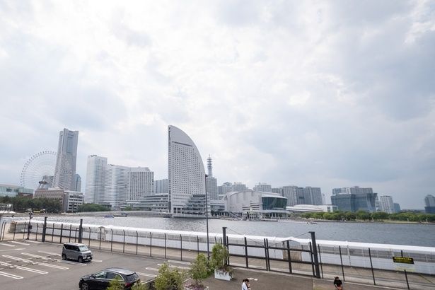 ハンマーヘッドパークからは、みなとみらいの景色が一望できる