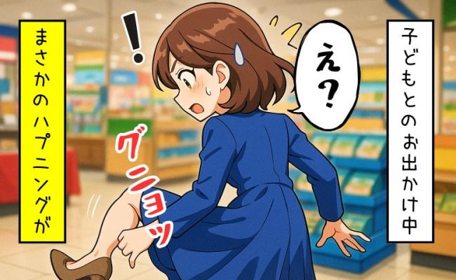 何か踏む女性