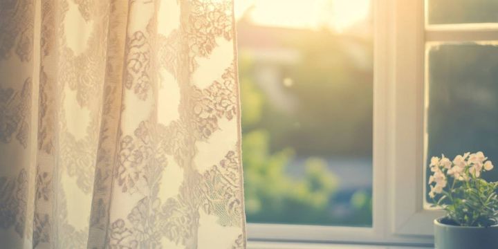窓 家庭運 上がる 明るいカーテン