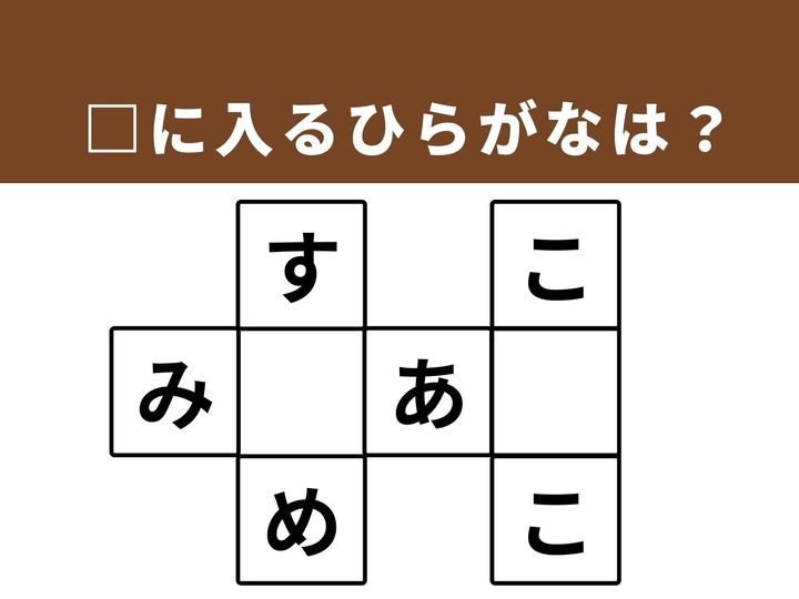 縦と横の文字のつながりから、空欄を埋めて3つの単語を完成させるクロスワードパズルです。誰もが一度は食べたことのある甘いお菓子や、身近な生き物が隠れています。