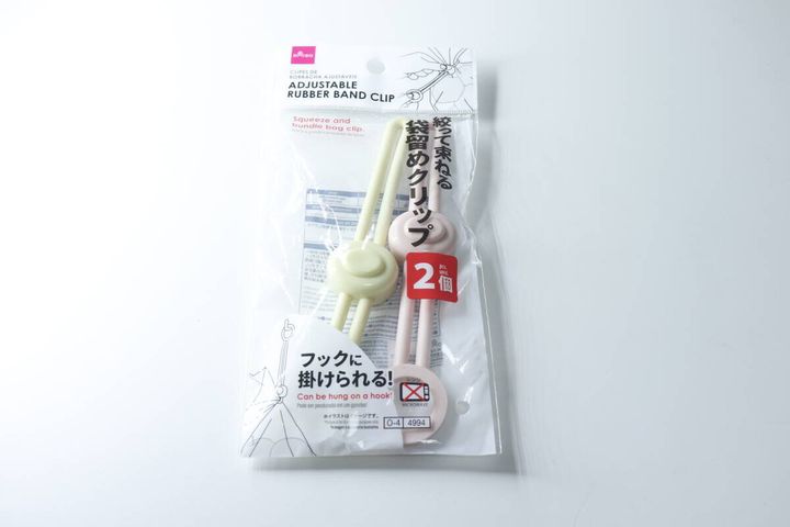 調節できる輪ゴムクリップ（2個） パッケージ