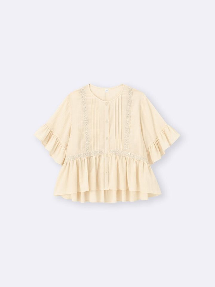2026gu春夏大人女性おすすめレースフリルブラウス