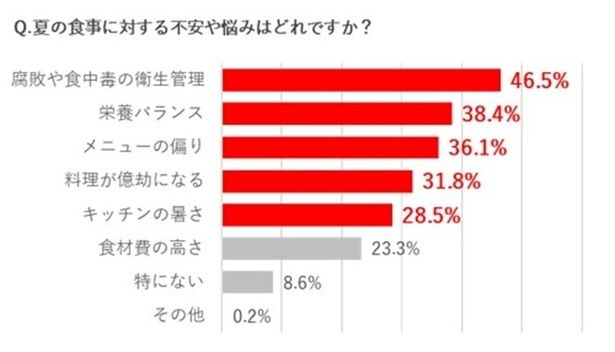 夏の食事に対する不安や悩みは？