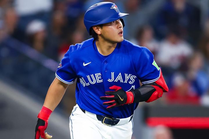 ブルージェイズの岡本和真（C）Getty Images