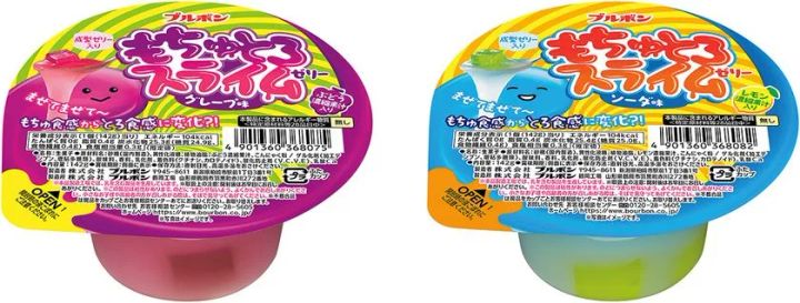 もちゅとろスライムゼリー グレープ味とソーダ味の2品が並ぶ