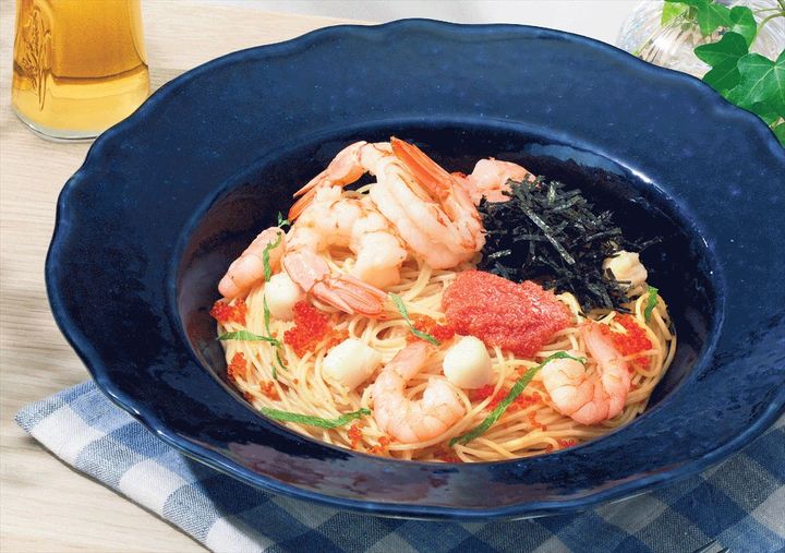 「“冷製カッペリーニ”たっぷり海老の明太子ソース」