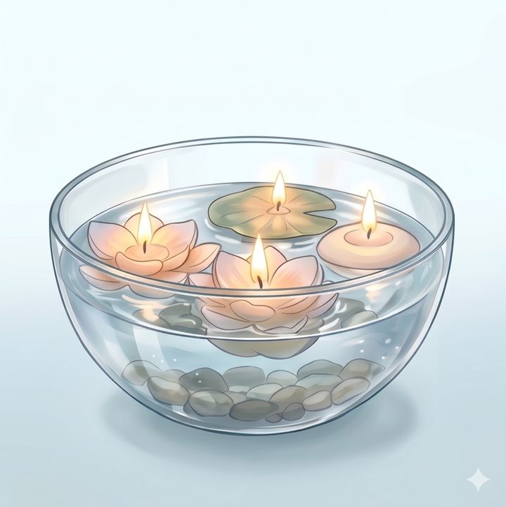 水面に浮かべるフローティングキャンドル