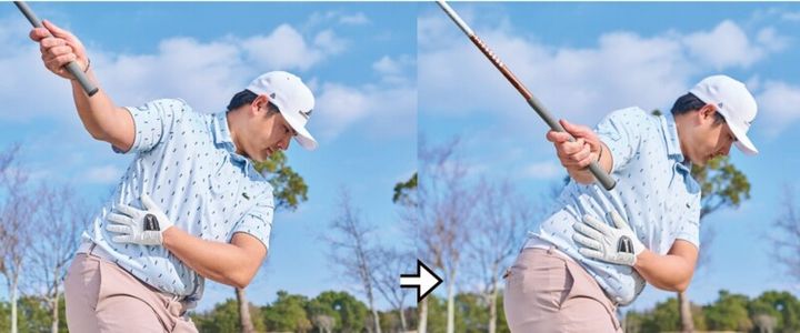 FWでミスをなくす打ち方は？切り返しは「前へならえ」のイメージで振る！